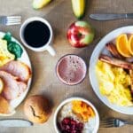 breakfast for two overhead shot at jolly roger's